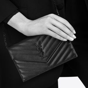 YSL Black on Black - wallet on a chain.